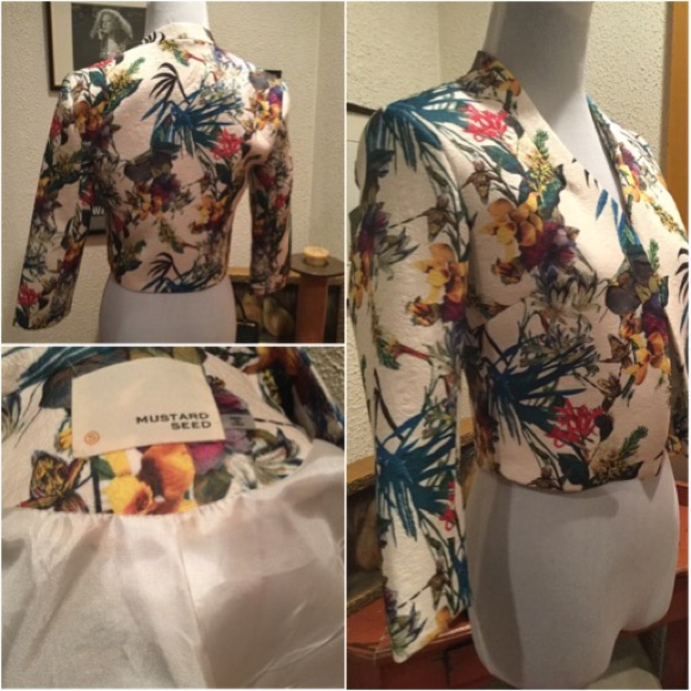 Mustard Seed Quilted Floral Cropped Jacket